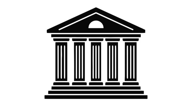 Vector illustration of vector icon of a classic building with columns representing a bank or museum on a transparent background