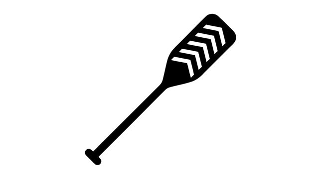 Vector illustration of black silhouette of a rowing paddle with chevron pattern on a transparent background