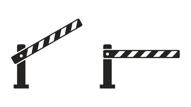 Vector illustration of set of barrier gate icons, open and closed position on a transparent background