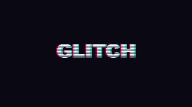 Glitch text effect animation with digital distortion and chromatic aberration 4k