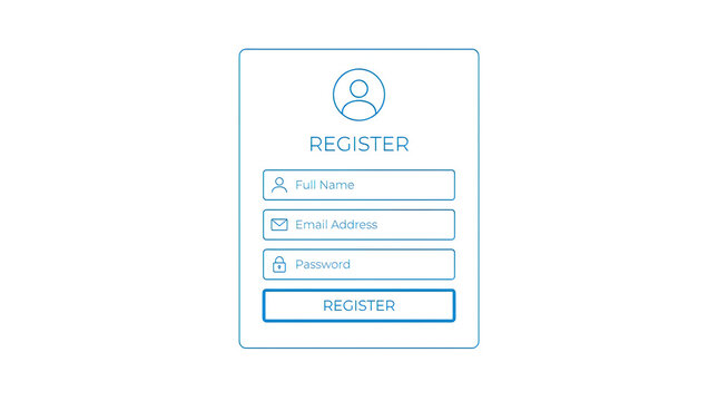 Modern register form with user icon