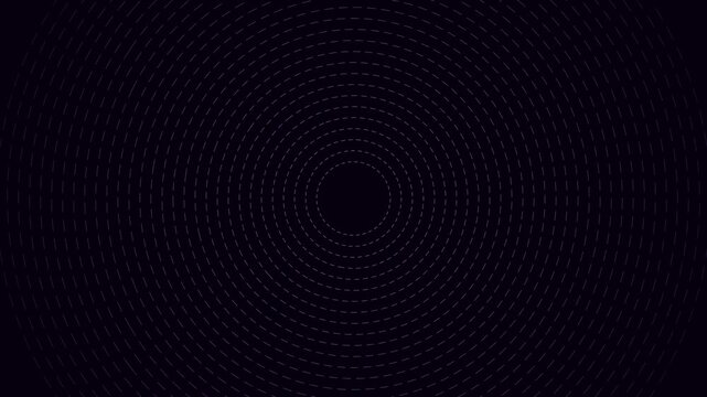 Minimalist abstract concentric circles motion animation 4k background, with pulsing dashed, lines for modern, digital and technology presentations