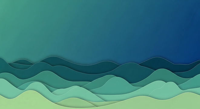 Abstract layered wavy paper art landscape with landscape abstract gradient minimalist backdrop creative background illustration
