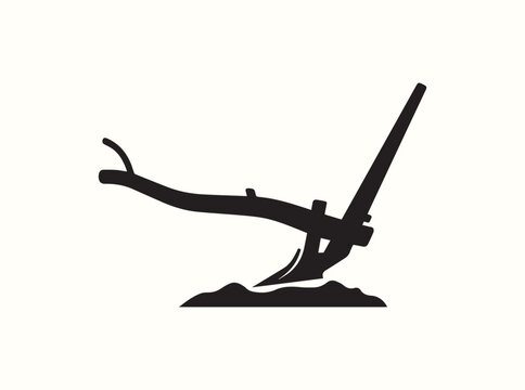 Classic agricultural cultivation tool silhouette showing sharp fala and long handle