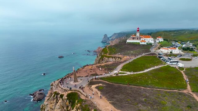 View of Cabo da Roca, the westernmost point of the Sintra Mountain Range and of continental Europe, Portugal