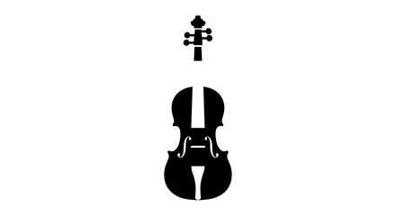 Black violin silhouette with bow. © Nb
