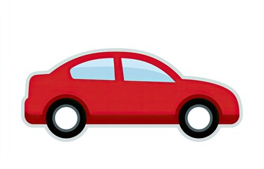 Fototapeta premium Simple red sedan with tinted windows and black tires on white