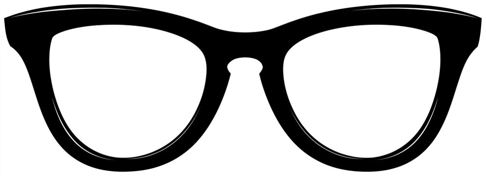 Black framed eyeglasses with clear lenses, isolated on white background