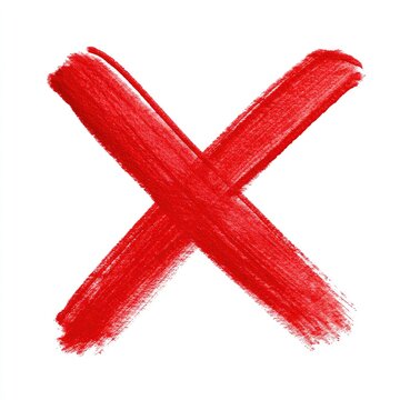Bold red brushstroke 'X' symbol on a clean white background