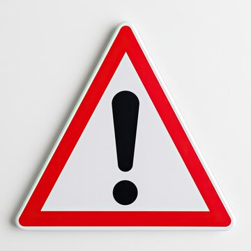 Warning sign with red border and exclamation mark