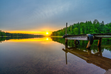 Hallangen lake at sunset. Kalmar region in Sweden. Europe © Pawel Pajor