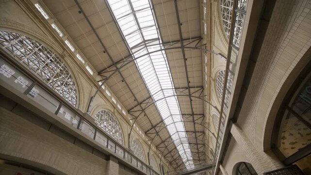 Grand Hall Ceiling Glass Skylight Arched Vaults, Interior, Upward View