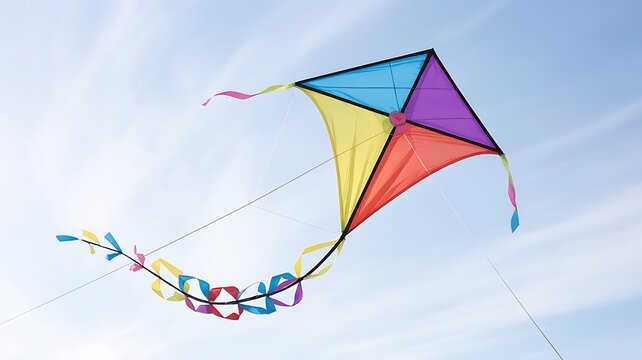Colorful Kite Flying in Blue Sky Outdoor Adventure Makar Sankranti Festival and Summer Recreation