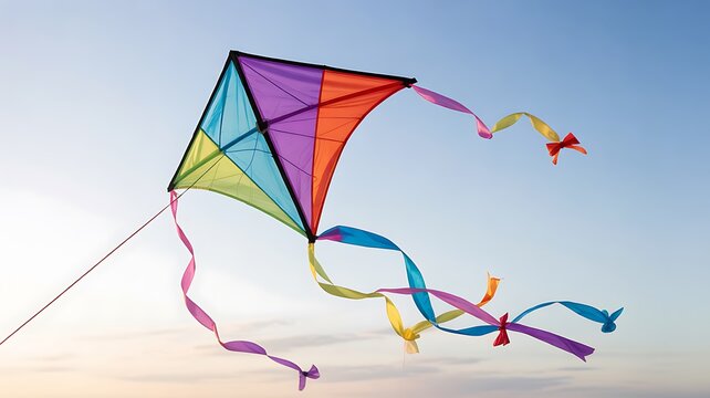 Colorful Kite Flying in Blue Sky Outdoor Adventure Makar Sankranti Festival and Summer Recreation