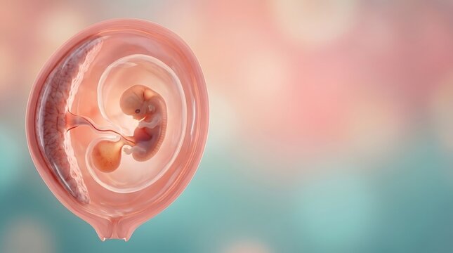 Early Human Embryo Development with Placenta Medical Illustration
