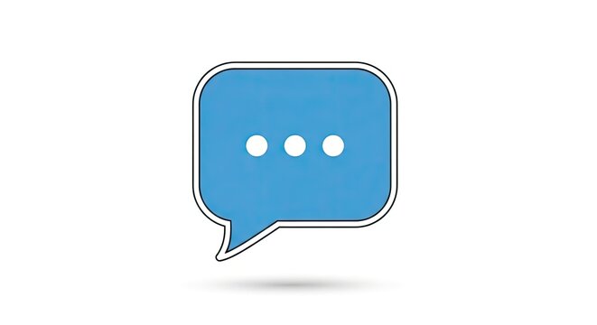 Blue 3D speech bubble with ellipsis dots.