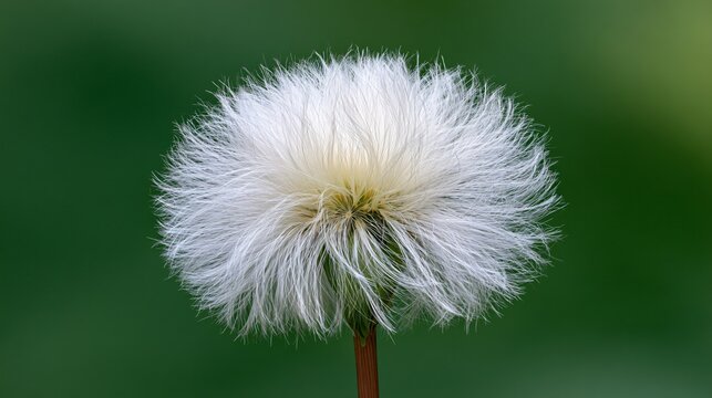 Coltsfoot Plant Fluffy Seed Ball on Green Background