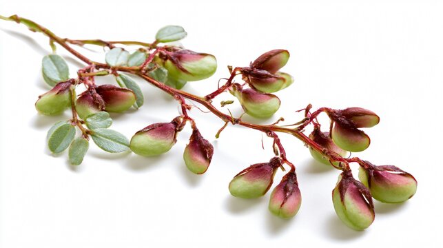 Creeping Beggarweed Plant with Desmodium Incanum Unripe Seed on White Background