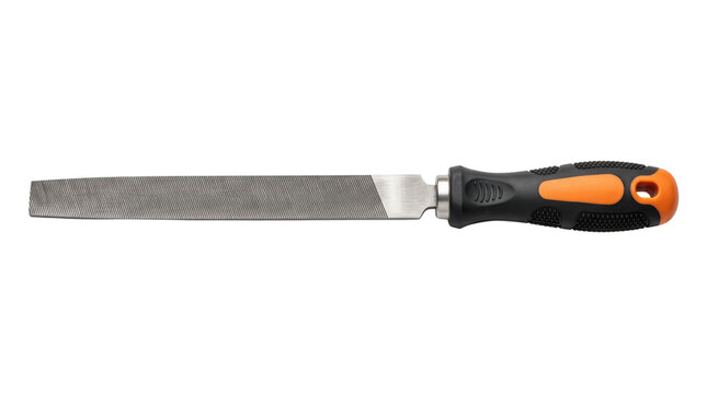 Hand saw, metal cutting tool, orange and black handle, DIY hardware