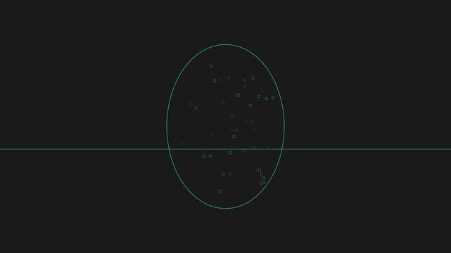 Digital face recognition scan with biometric oval overlay and scanning line for security technology and identity verification animation 4k