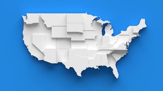 United States Map 3D Animation for News, Geography and Education
