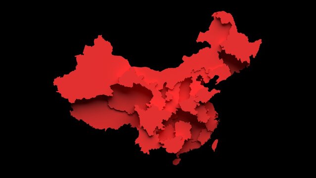 China Provinces Map 3D Illustration for Geography and Regional Data