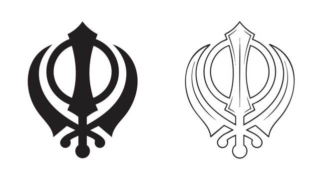 black vector bundle icon sikh khanda symbol badge icon