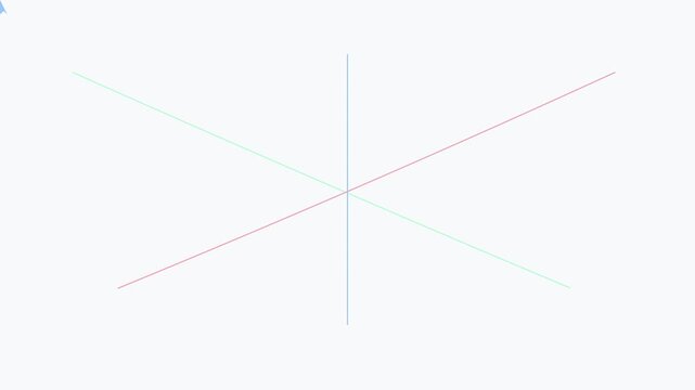 Minimalist 3 d axis lines animation: red, green, and blue coordinate system on 4k white background geometry