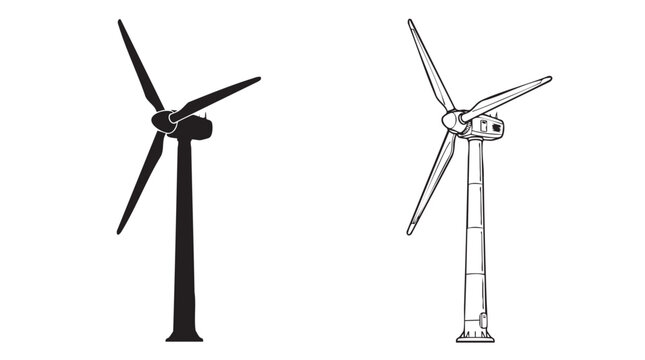 wind turbine black vector bundle icon concept illustration