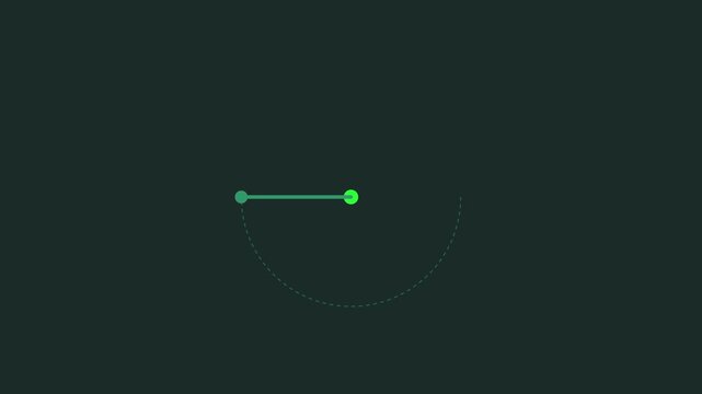 Minimalist green loading spinner animation with rotating pendulum motion for ui 4k interface