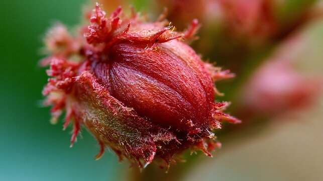 Vibrant Red Seed from Curled Dock Plant Close-Up