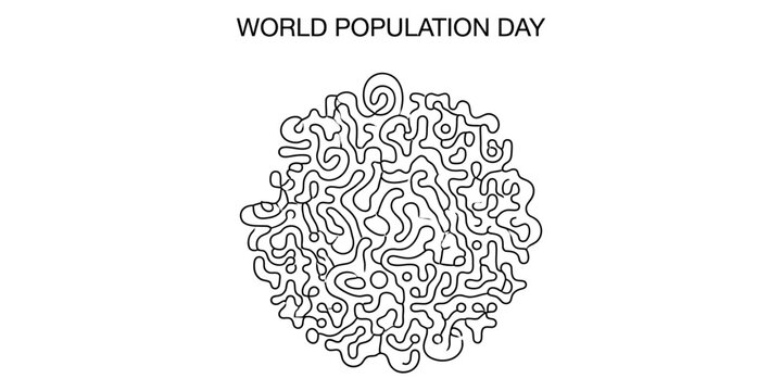 World population day abstract line art illustration global demographics concept