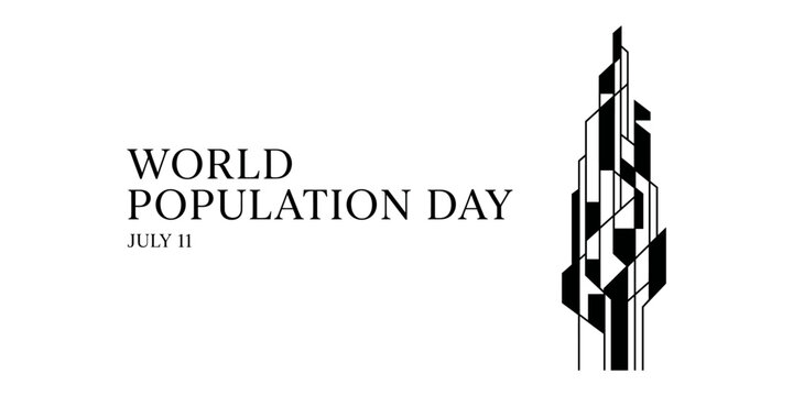 World population day graphic with abstract geometric design july 11th