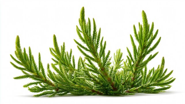 Stiff Clubmoss Lycopodium Annotinum on White Background Soft
