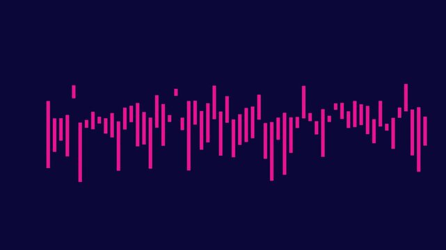Pink digital audio waveform equalizer animation on dark 4k background, sound