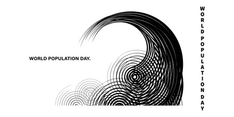World population day graphic concentric waves and typography © @Jony