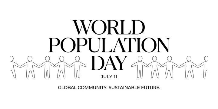 World population day illustration with people holding hands july 11th