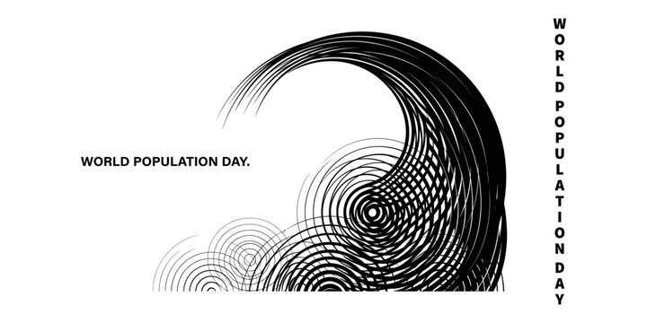 World population day graphic concentric waves and typography