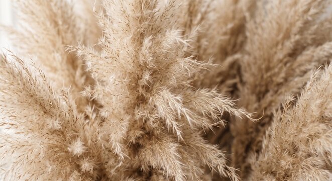 마른 베이지색 팜파스 글라스의 부드러운 질감을 담은 매크로 클로즈업
Close-up macro texture of soft dried beige pampas grass