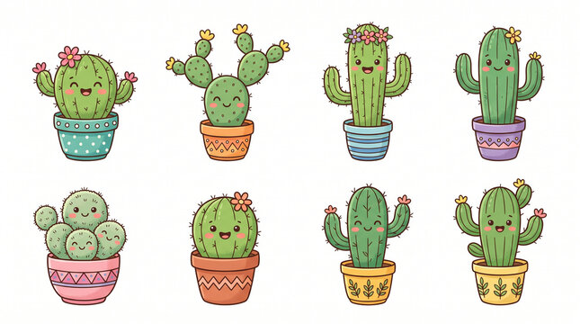 cactus in a pot vector drawing 