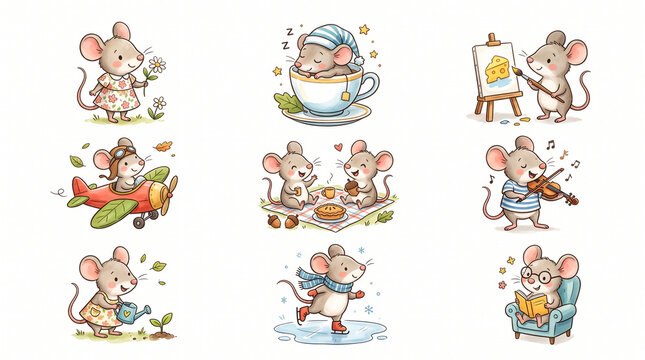 cartoon people vector drawing mouse cute cartoon