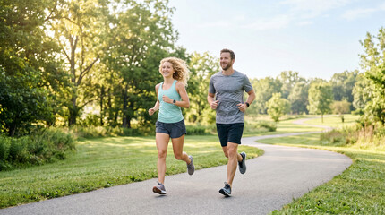 Fototapeta premium couple jogging in park