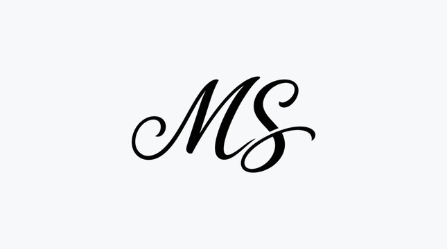 Elegant cursive MS monogram initials logo design script