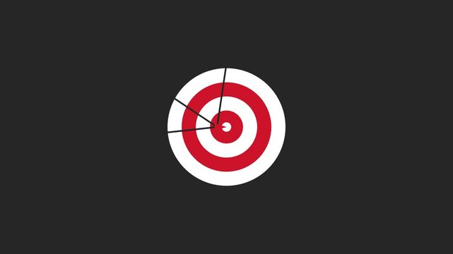 Target animation with arrows hitting bullseye for business strategy and success concepts 4k