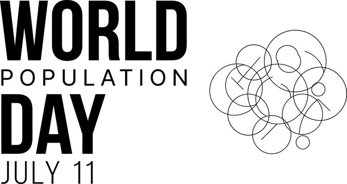 World population day graphic with abstract circular design july 11th