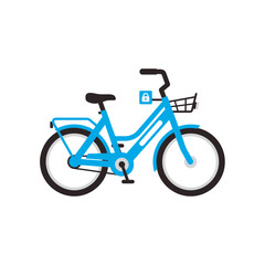 Fototapeta premium Blue Bicycle with Lock Icon and Basket