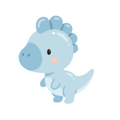 Baby Dinosaur Walking Illustration in Cute Kawaii Cartoon Style © Felipe