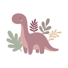 Baby Dinosaur Illustration in Cute Kawaii Cartoon Style © Felipe