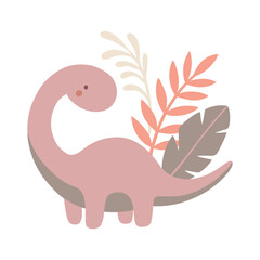 Baby Dinosaur Illustration in Cute Kawaii Cartoon Style © Felipe