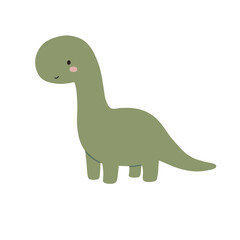 Long Neck Dinosaur Illustration in Cute Kawaii Cartoon Style © Felipe